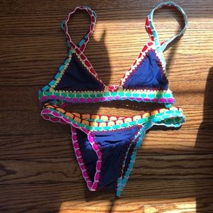 Navy Crochet Trim Bikini